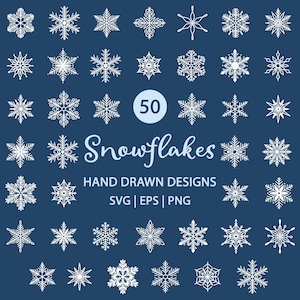 Snowflake SVG Bundle: Hand-Drawn Winter Clipart (Digital Download)