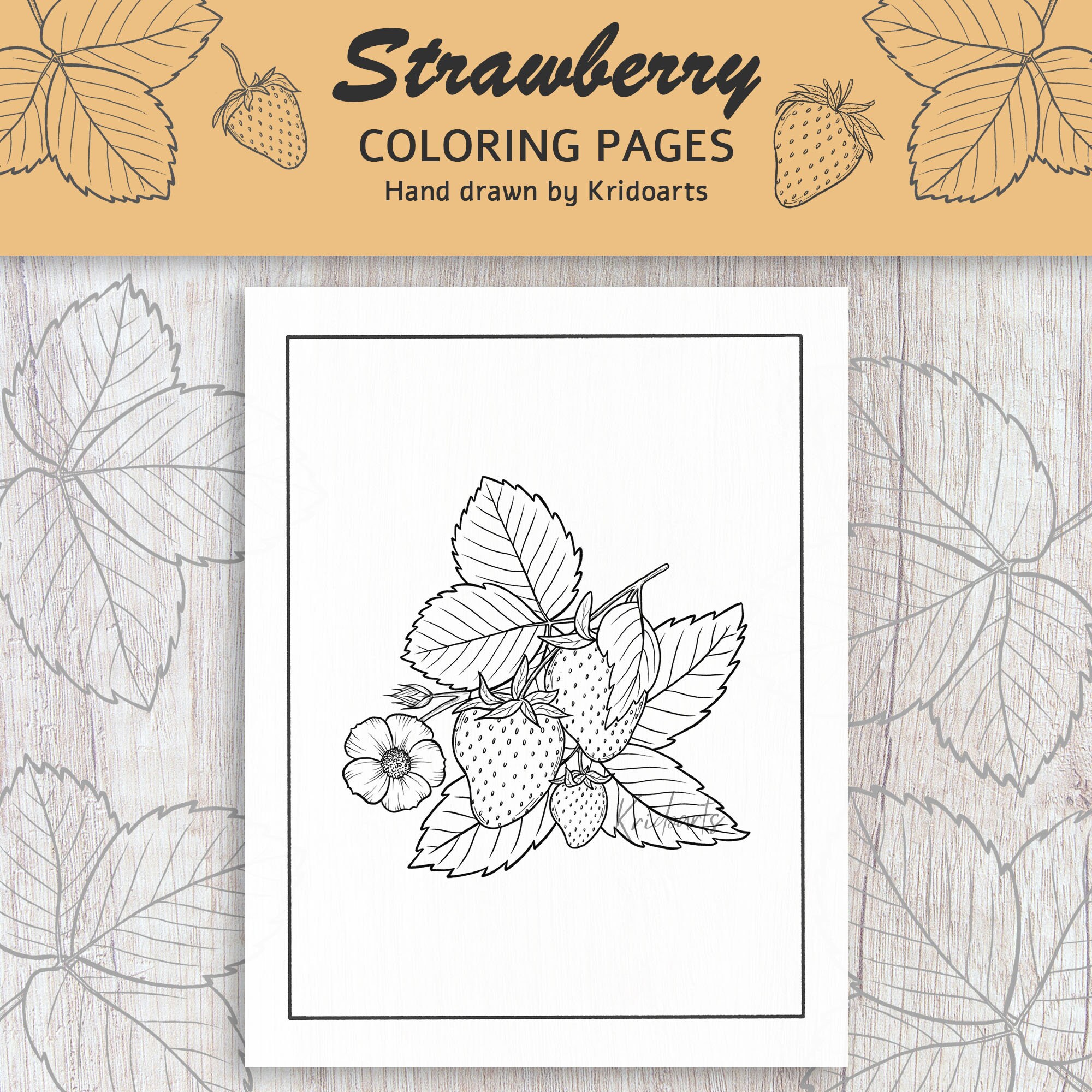 Strawberry Printable Coloring Page for Adults and Kids N2 - Digital ...