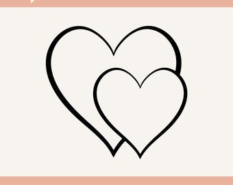 Double Heart SVG Design: Hand Drawn Romantic Wedding and Valentine's Day Decor (Digital Download)