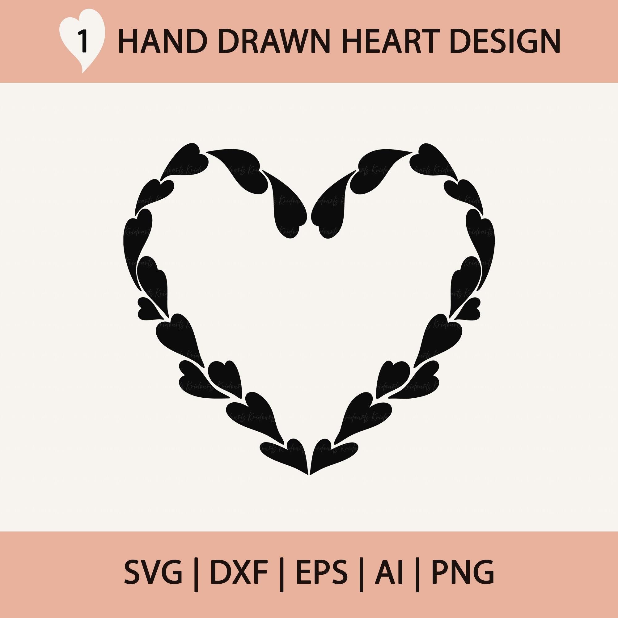 Heart Svg Design for Valentines Day Card, Romantic Love Png for Wedding Invitation or Anniversary Decor, Cut File for Cricut, Dxf