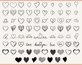 Herz SVG Bundle: Handgezeichnete Doodles zum Valentinstag (Digitaler Download)