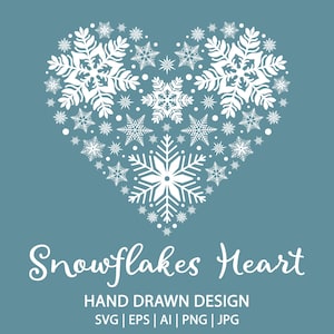 Schneeflocken Herz für Shirts, Winter Liebe, Schneeflocken Herz Png, Vektor Clipart, Hand gezeichnete Linie Art Doodle
