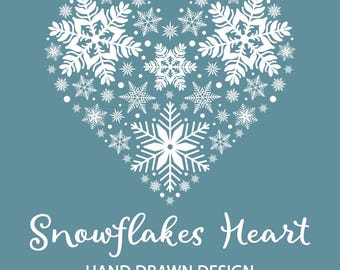 Schneeflocken Herz SVG Design: Weihnachten und Winter Clipart (digitaler Download)