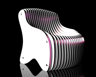 Modern Parametric Chair Digital Files | CNC Cutting, Plywood (pdf, dxf, cdr)