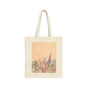 Floral Cotton Canvas Tote Bag, Eco-Friendly Shopping Bag, Summer Beach Tote, Reusable Gift Bag, Floral Art Bags for Women