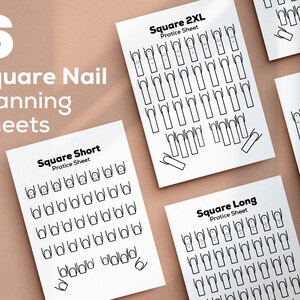 Square Nail Artist Practice Pages, Practice Nail Art Sheet, Acrylic Nails Practice, Nail Art Template, Nail Planning Sheet