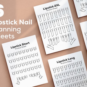 Lipstick Nail Artist Practice Pages, Practice Nail Art Sheet, Acrylic Nails Practice, Nail Art Template, Nail Planning Sheet
