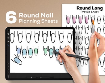 Plantilla de práctica de diseño de uñas redondas: Planificador de diseño (Descarga digital)