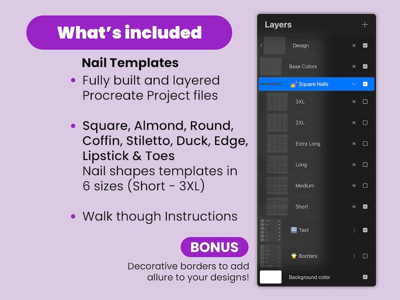 Procreate Normal Nails Procreate Nail Art Brushes & Templates, Digital Nail Planner (digital ...