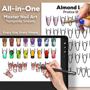 Nail Practice Sheet, Nail Art Practice Book, Hand Nail Art Template, Printable Nails Practice Sheets, Instant Digital Download