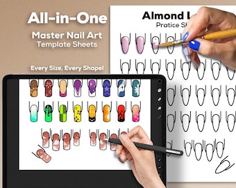 Plantilla para practicar el arte de uñas: Planificador de diseño con formas (Descarga digital)