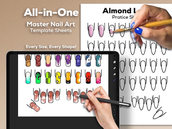 ネイルアート練習用テンプレート：図形付きデザインプランナー