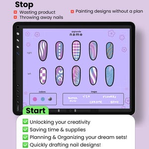 Procreate Nail Art Brushes & Templates, Digital Nail Planner (digital ...