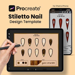 Nail Art Template for Procreate, Stiletto Nail Art Nail Tech Planner, Press On Nail Template, Nail Design Template, Practice Nail Art Sheet