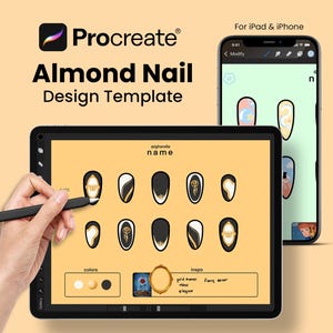 Nail Art Template for Procreate, Almond Nail Art Nail Tech Planner, Press On Nail Template, Nail Design Template, Practice Nail Art Sheet