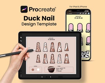 Plantilla de diseño de uñas de pato para Procreate: Planificador de diseño de uñas (Descarga digital)