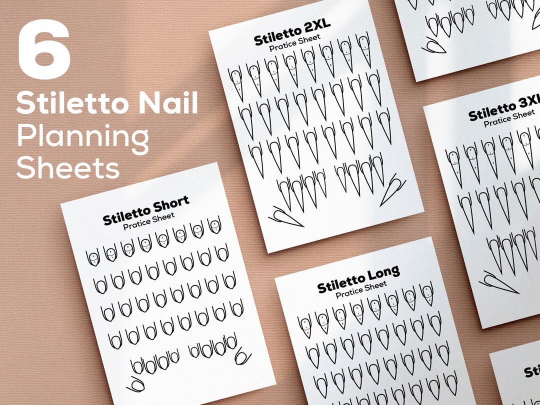 Stiletto Nail Artist Practice Pages Practice Nail Art Sheet - Etsy