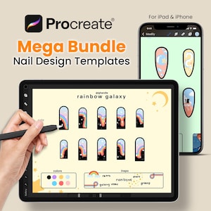 Procreate Nail Art Template Bundle: 36 Digital Nail Designs (Instant Download)