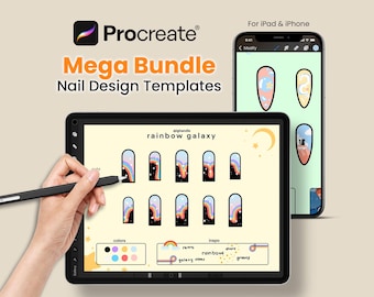 Plantillas de arte de uñas Procreate: 36 diseños digitales (descarga instantánea)
