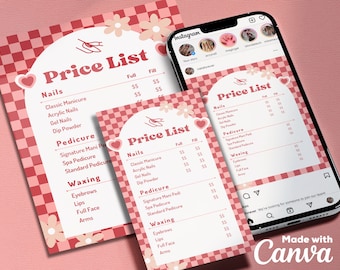 Price List Template, IG Price List, Bundle Price List Flyer, Pedicure Price List, Salon Price Template, Price List Editable, Item Price List