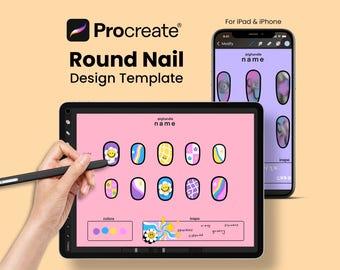 Plantilla de diseño de uñas redondas de Procreate: Planificador de diseño de uñas (Descarga digital)