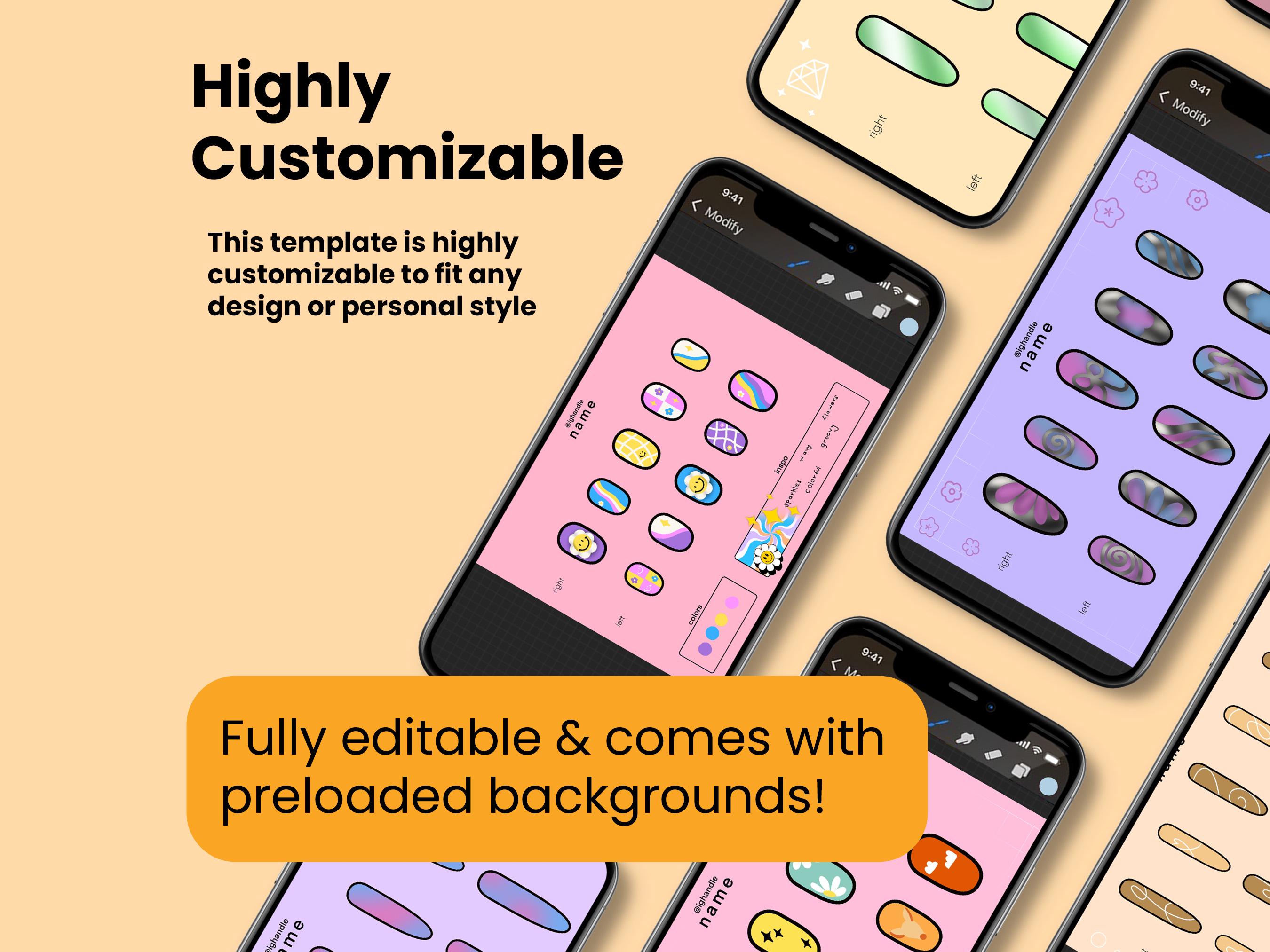 Procreate Round Nail Art Template: Nail Tech Planner (digital Download ...