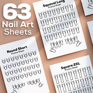 Oefenpagina's voor nagelkunstenaars, oefenblad nail art, oefenblad acrylnagels, nagelkunstsjabloon, nagelplanningsblad, nageltechniekplanner
