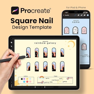 Nail Art Template for Procreate, Square Nail Art Nail Tech Planner, Press On Nail Template, Nail Design Template, Practice Nail Art Sheet