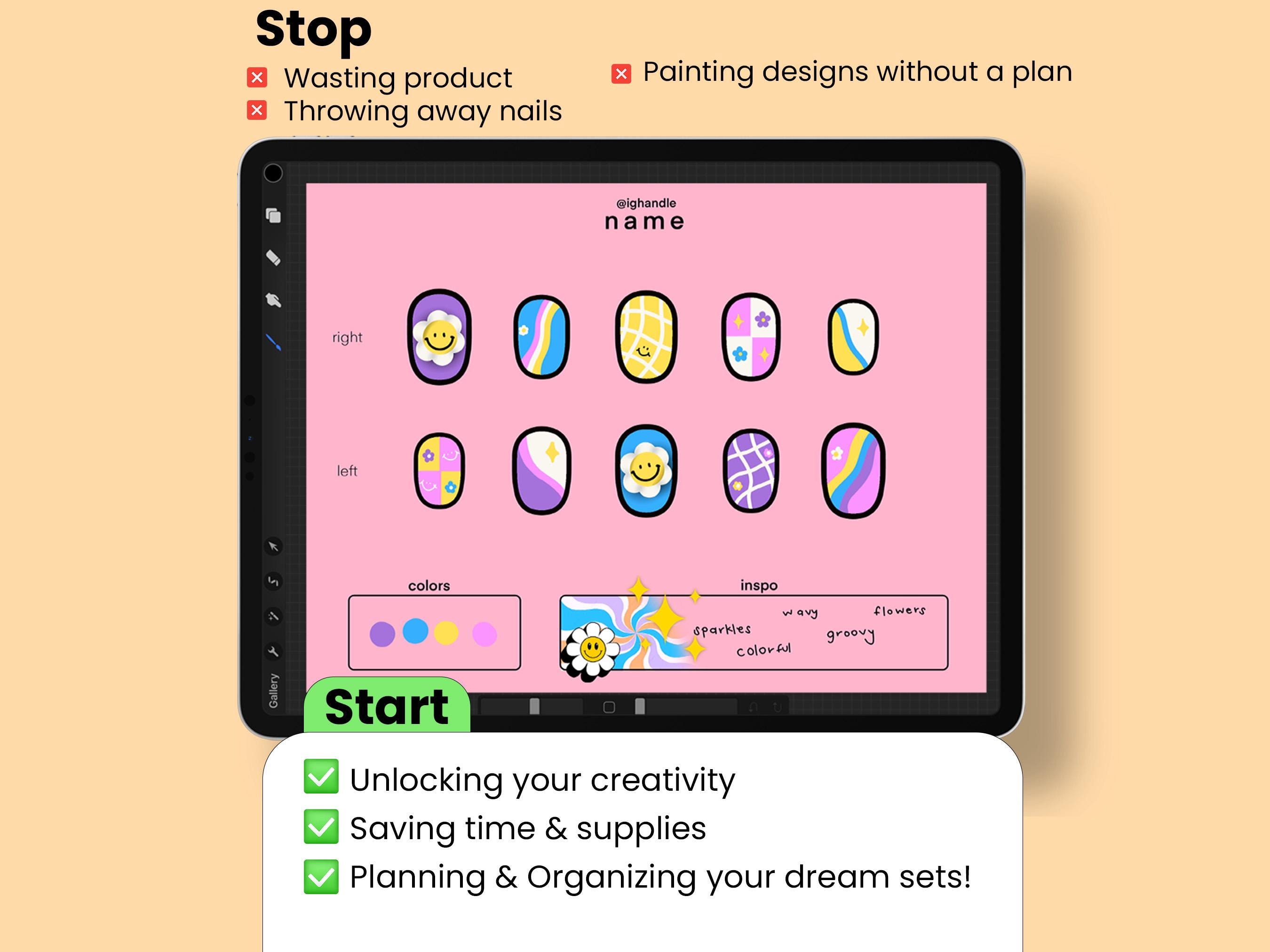 Procreate Round Nail Art Template: Nail Tech Planner (digital Download ...