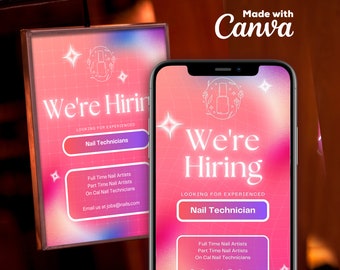 Letrero de "Se busca técnico de uñas": Volante personalizable para salón (plantilla de Canva)