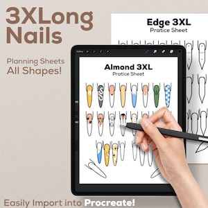 3XL Nail Artist Practice Pages, Practice Nail Art Sheet, Acrylic Nails Practice, Nail Art Template, Nail Planning Sheet, Nail Tech Planner