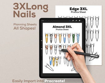Plantillas de práctica de manicura 3XL: Planificador de diseño (Descarga digital)
