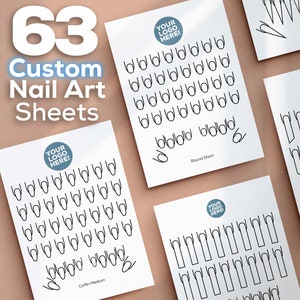 Custom Nail Art Practice Pages, Acrylic Nails Practice, Nail Art Template, Nail Planning Sheet, Nail Tech Planner