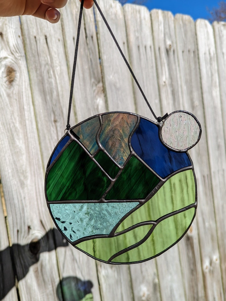 Northern Lights Stained Glass Mountains Aurora Borealis Stained Glass