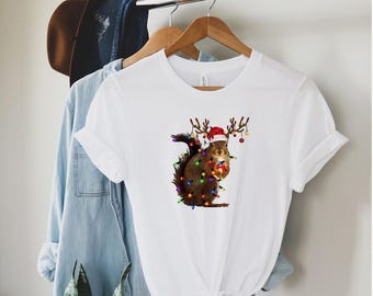 Squirrel Christmas Lights Shirt, Funny Christmas T-Shirt, Xmas Party Shirt, Family Christmas Shirt, Holiday Tee, Gift For Christmas