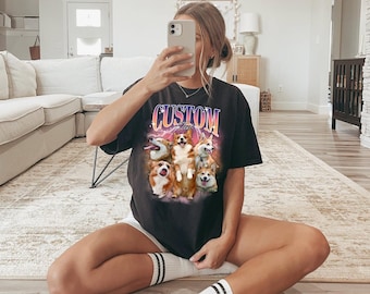 Custom Comfort Colors® Retro Dog Shirt, Personalized Pet Tee, Custom Photo Vintage 90s Graphic, Bootleg Rap Dog Shirt, Custom Design Tshirt