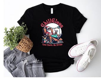 Chill Claus Cool Santa No Stress Shirt, Christmas Santa Shirt, Funny Santa Shirt, Christmas Shirt Grandpa Dad Uncle, Christmas Shirt For Men