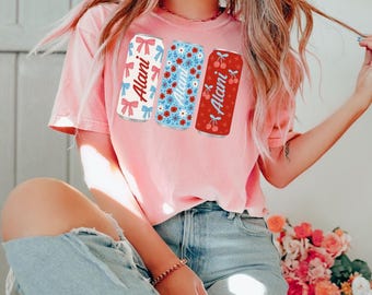 Camiseta de bebida energética Alani del 4 de julio, diseño patriótico de lata roja, blanca y azul, estética femenina del Día de la Independencia, camiseta del 4 de julio