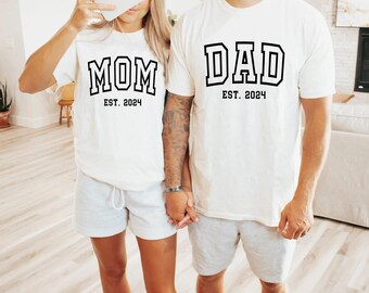Mom and Dad Comfort Colors Shirt, Mama Shirt, Dada Shirt, Pregnancy Reveal Shirt, Dad to be, Mom to be, Pregnancy Announcement, Mother's day
