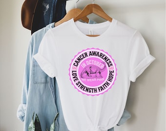 Concientización sobre el cáncer en octubre usamos camisa rosa, camisa de cáncer de mama, camisa de cáncer, camisa de apoyo al cáncer, camisa de concientización sobre el cáncer