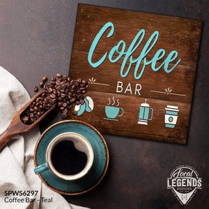 Coffee Bar Square MDF Wood Sign | Home Coffee Station or Farmhouse Kitchen Decor | Local Legends | USA Made | Select Size & Color | SPWS6297