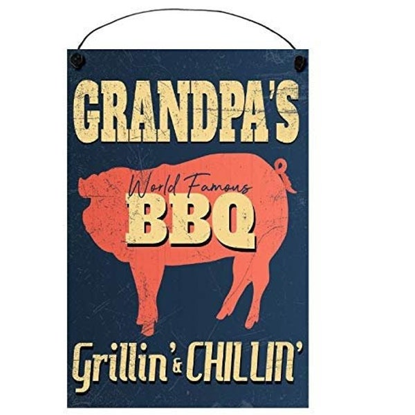 World Famous BBQ MDF Wood Sign | Personalized Father's Day Gift for Dad or Grandpa | Local Legends | USA |10”x12”| Select Name | SPWS00477