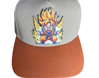 Boné Snapback com Patch 3D e Logo do Personagem Goku (Desenho Animado) - Ajustável