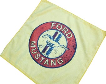 Microfiber towel Ford Mustang logo detail large towel 16x16in new gift