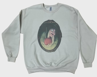 Evil Queen Snow White Retro Vintage Graphic Design Crew Neck