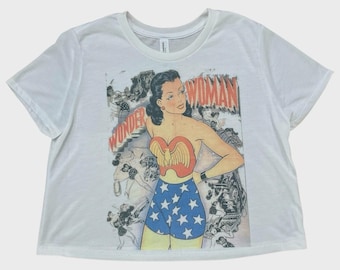 Wonder Woman Retro Vintage Graphic Design Crop Top Soft Style Gift Idea