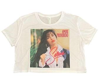 Amor Prohibido Selena Retro Vintage Graphic Design Crop Top Soft Style