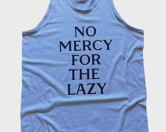Shakra No Mercy Logo Gym Motivation Retro Vintage Graphic Design Tank Top Cotton