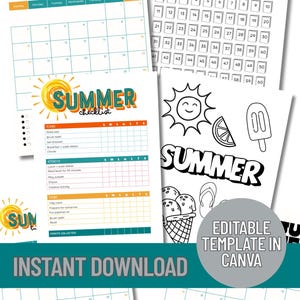 Summer Bucket List, Reading Challenge, Checklist, Coloring Page