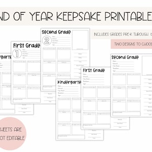 School Memory Box Printable | End of School Year Questionnaire | Student Keepsake